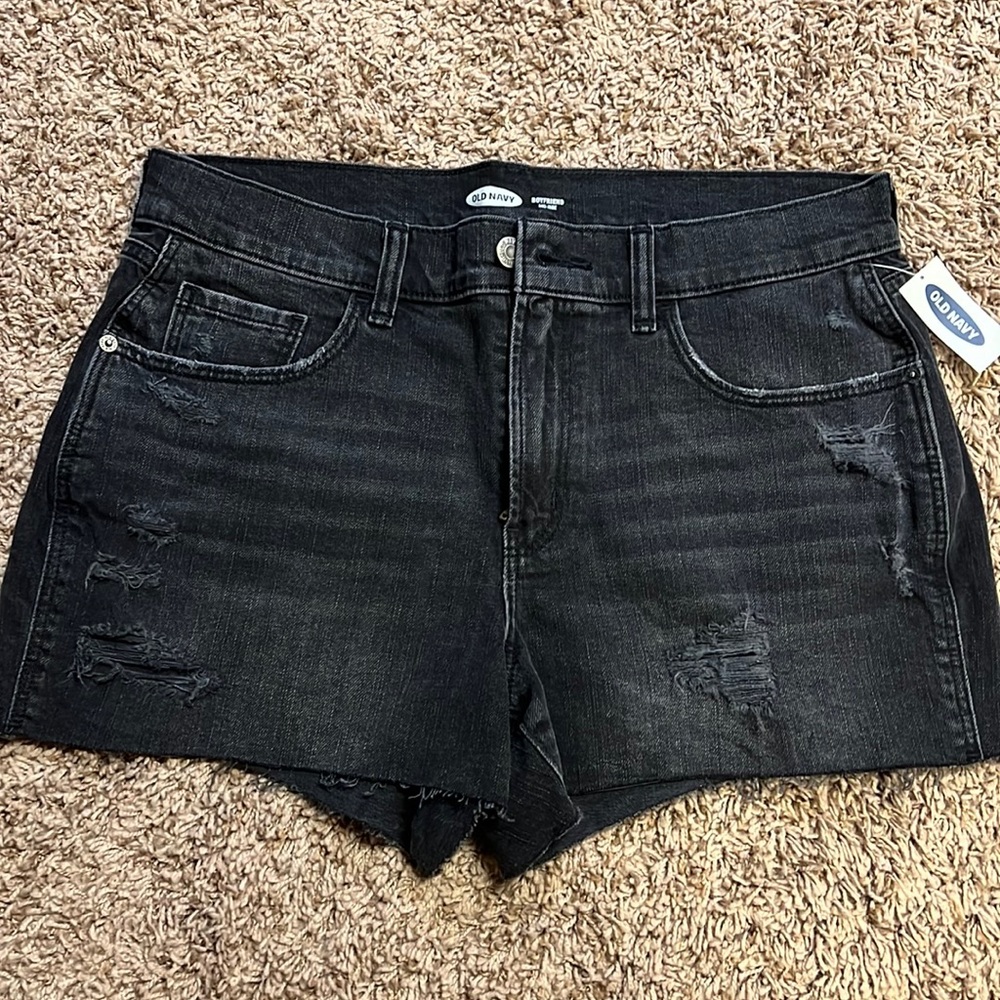 NWT boyfriend fit black denim shorts